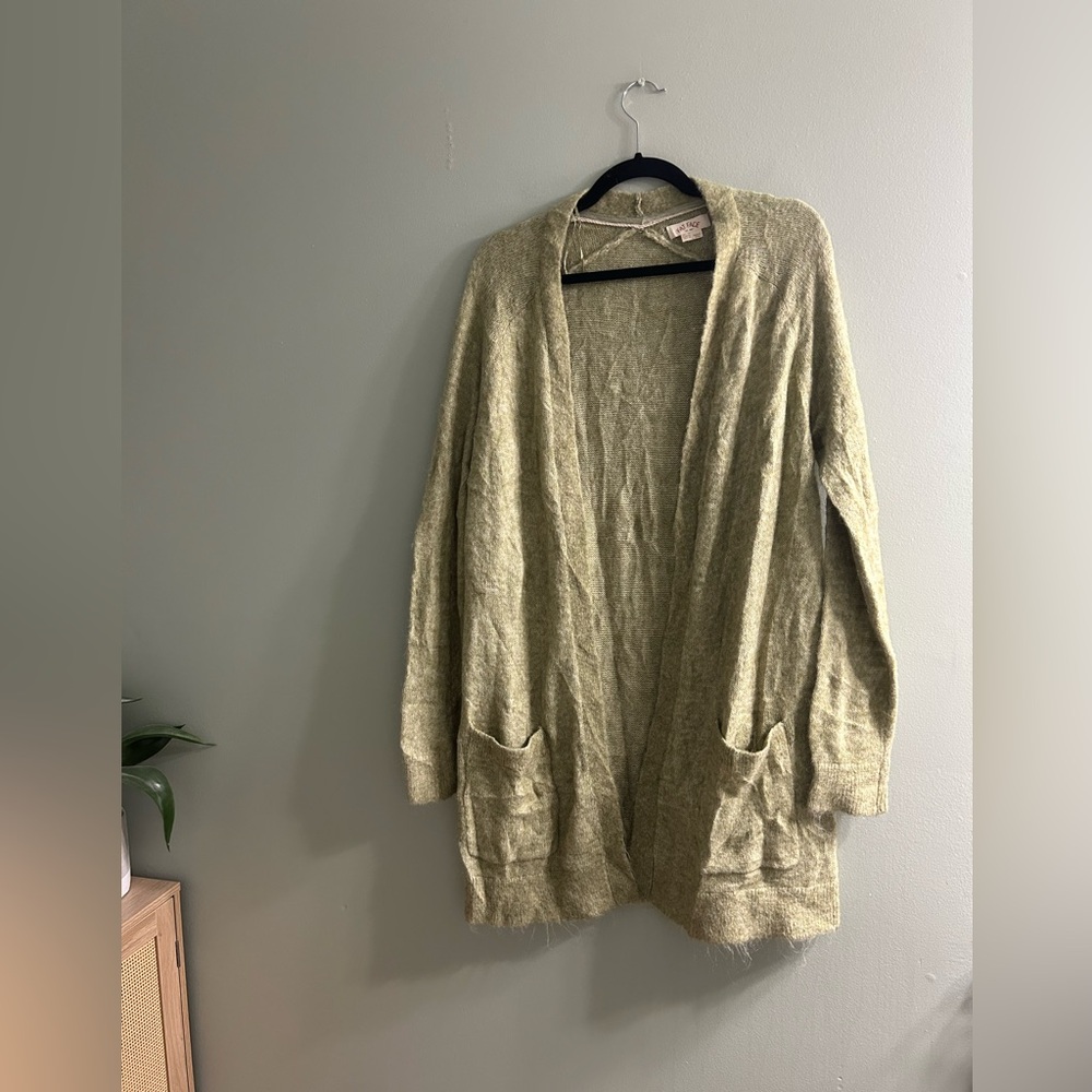 Fat face mohair blend open cardigan soft green long sleeve